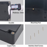 IP67 Waterproof Junction Box - Durable ABS Plastic Electronic Enclosure for DIY Electrical Projects, Black, 4.53" x 3.54" x 2.17" (115 x 90 x 55 mm)