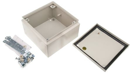 Steel IP66 Junction Box, 200 x 200 x 120mm, Grey - SME122096